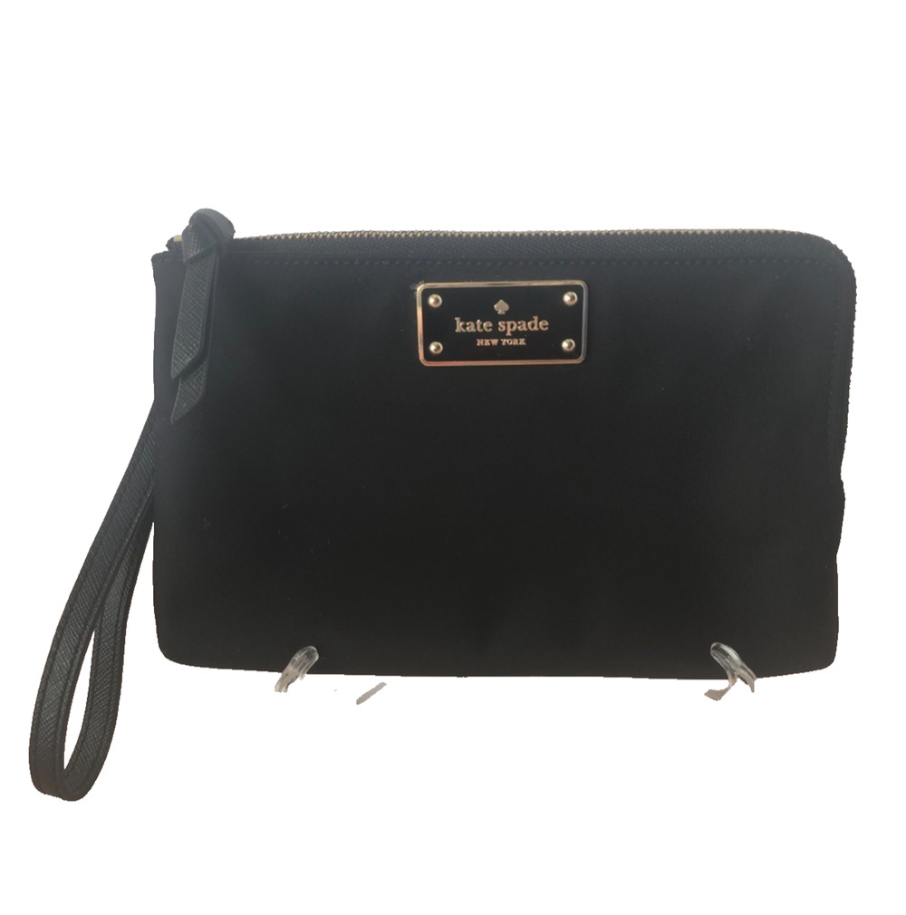 Kate Spade New York Black Zip Wristlet Strap Wallet Card Slots